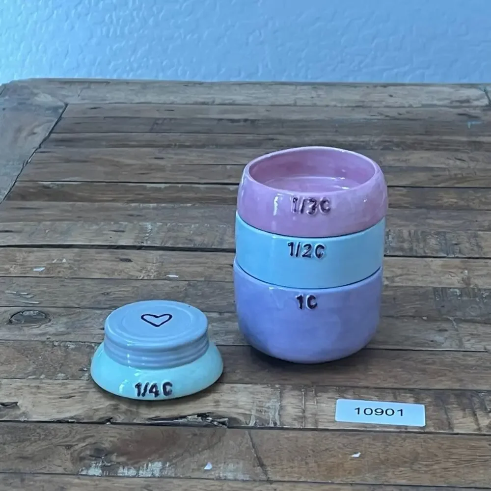 Studio Art Pottery Ceramic Measuring Cups Stackable 6